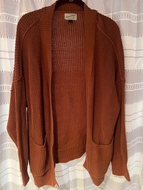 Universal Thread Rust Open-Front Knit Cardigan with Pockets